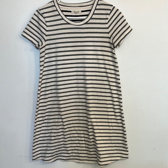 Madewell Striped Retreat Dress Black White Tee Shirt Cotton Size Extra Small XS - Picture 1 of 5
